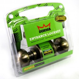 Dorma Entrance Cylindrical Knob Lockset DA3 Olfen Finishes US5 Standard Satin Brass